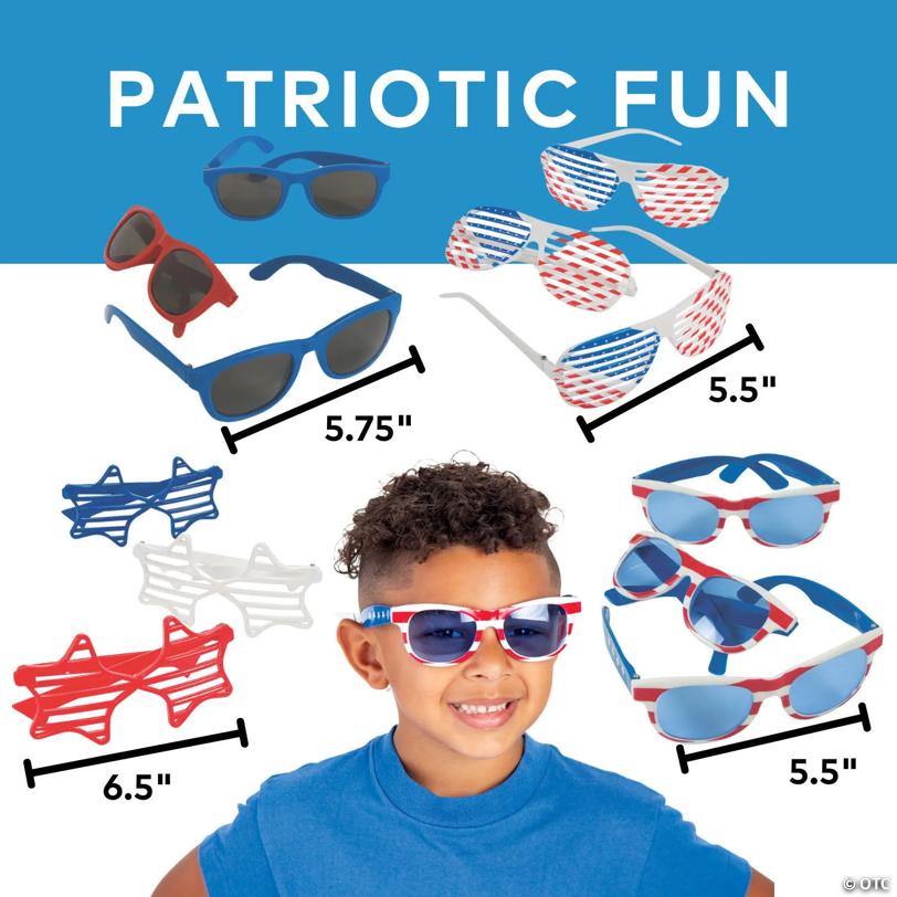 5" – 6 1/2" Bulk 96 Pc. Kids Patriotic Sunglasses Assortment