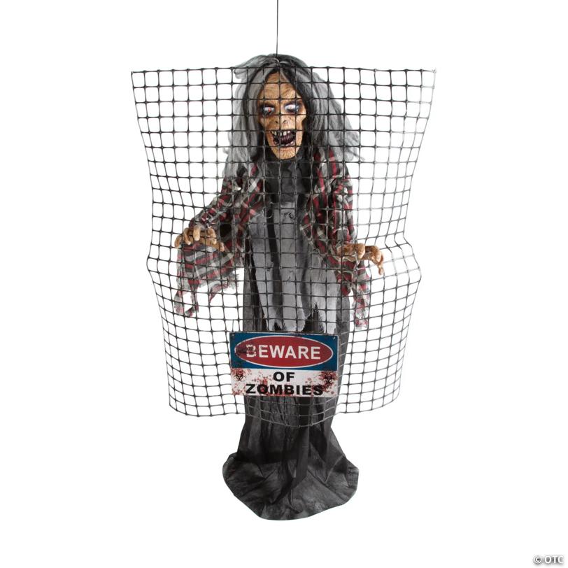 5 Ft. Animated Electric Fence Beware of Zombies Halloween Decoration
