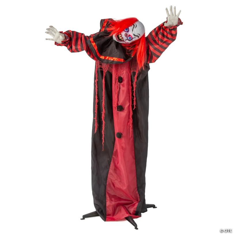5 Ft. Animated Standing Black & Red Clown Halloween Decoration