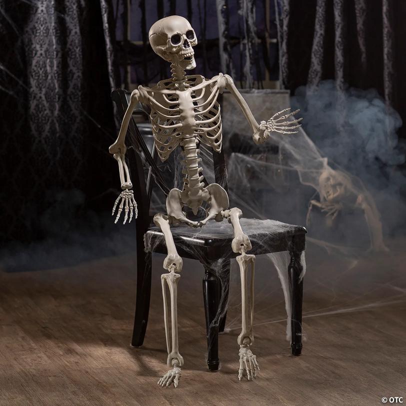 5 Ft. Life-Size Posable Plastic Skeleton Halloween Decoration