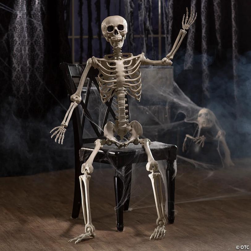 5 Ft. Life-Size Posable Plastic Skeleton Halloween Decoration