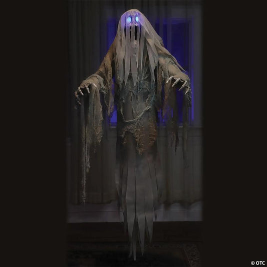 5 Ft. Light-Up Hanging Spooky Ghost Posable Halloween Decoration