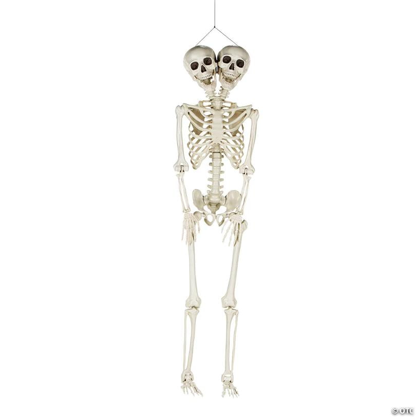 5 Ft. Two-Headed Life-Size Posable Skeleton Halloween Decoration