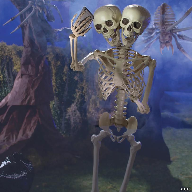 5 Ft. Two-Headed Life-Size Posable Skeleton Halloween Decoration