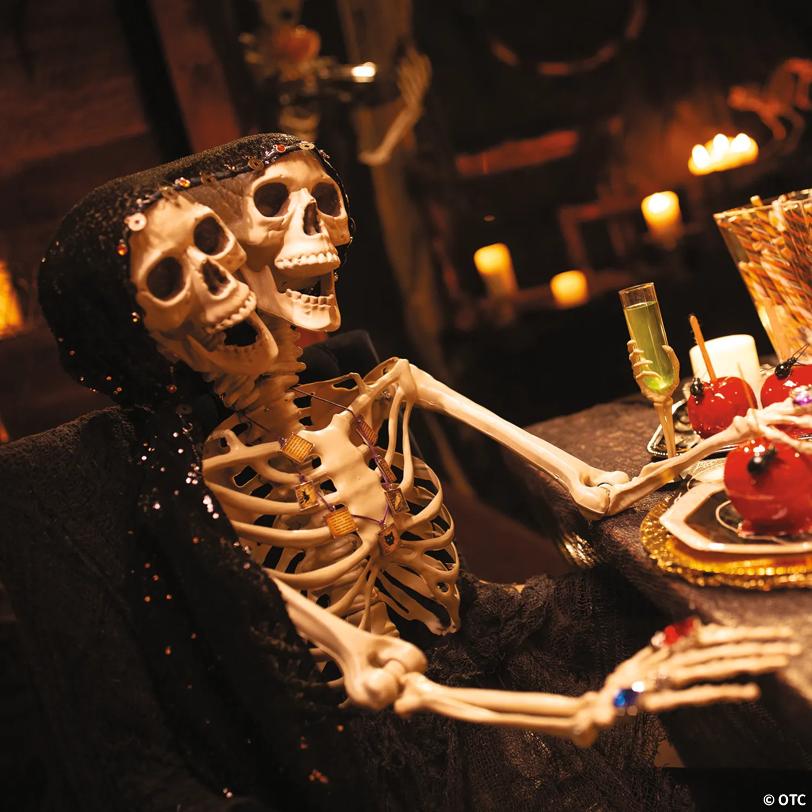 5 Ft. Two-Headed Life-Size Posable Skeleton Halloween Decoration