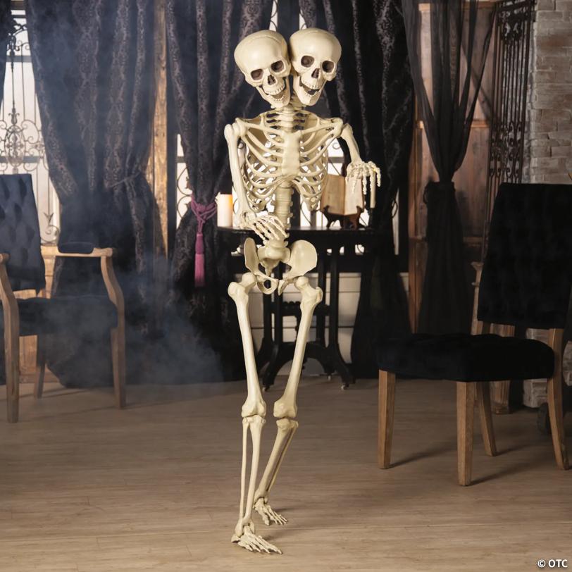 5 Ft. Two-Headed Life-Size Posable Skeleton Halloween Decoration