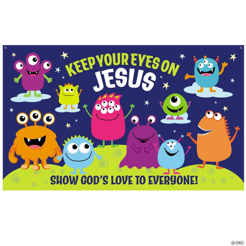 5 Ft. x 3 Ft. Religious Halloween Monster Polyester Backdrop