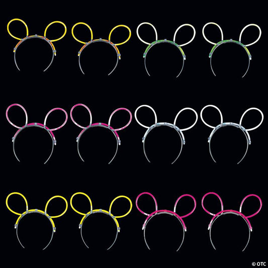 5" Glow Stick Cat Ear Plastic Headbands – 12 Pc.
