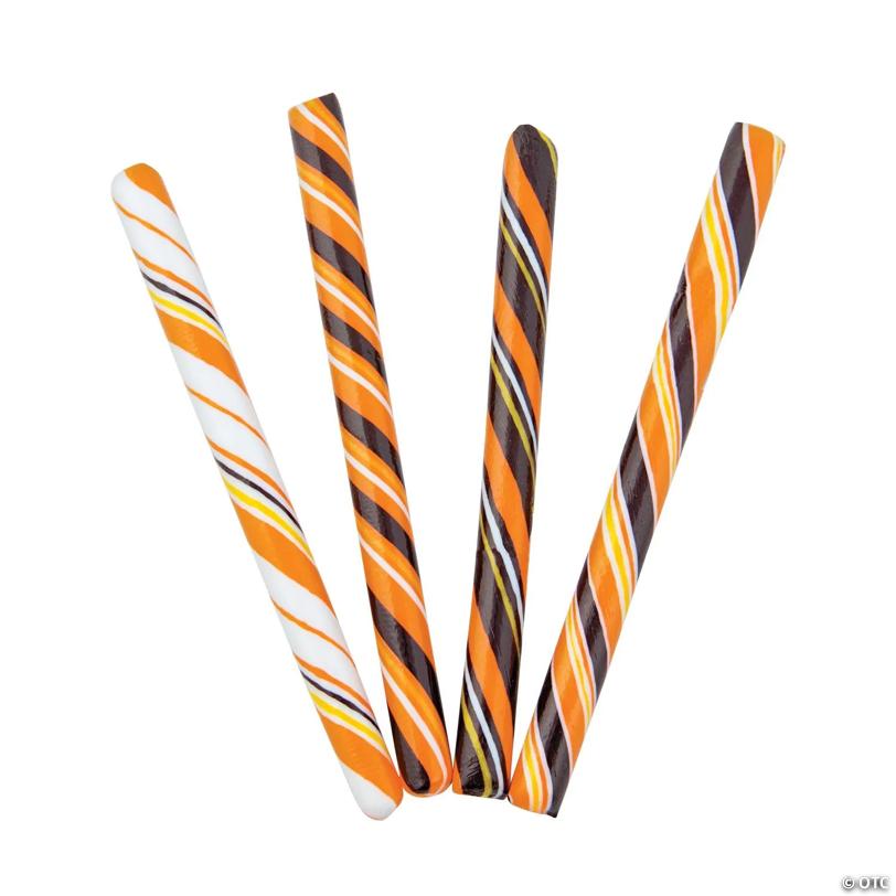 5" Halloween Black, White & Orange Hard Candy Sticks - 60 Pc.