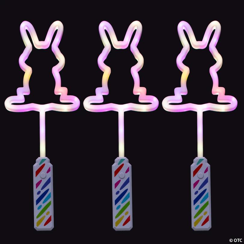 5" Light-Up LED Easter Bunny Plastic Wands - 3 Pc.