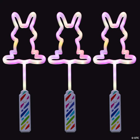 5" Light-Up LED Easter Bunny Plastic Wands - 3 Pc.