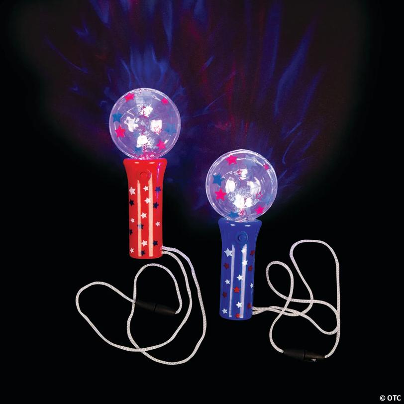 5" Light-Up Patriotic Starry Globe Wand Necklaces – 6 Pc.