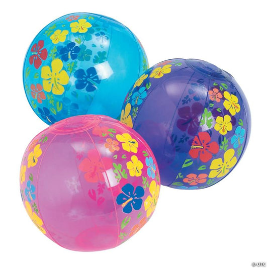 5" Mini Hibiscus Flower Inflatable Vinyl Beach Balls - 12 Pc.