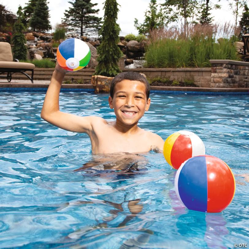 5" Mini Inflatable Multi-Colored Classic Beach Balls - 12 Pc.