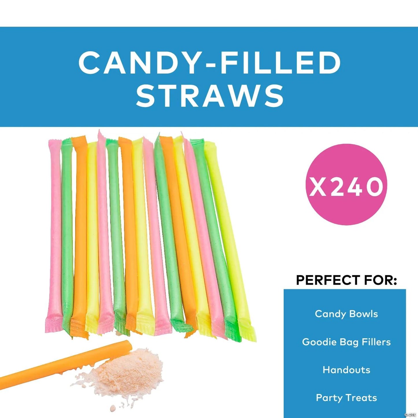 5" Neon-Colored Candy-Filled Plastic Straws - 240 Pc.