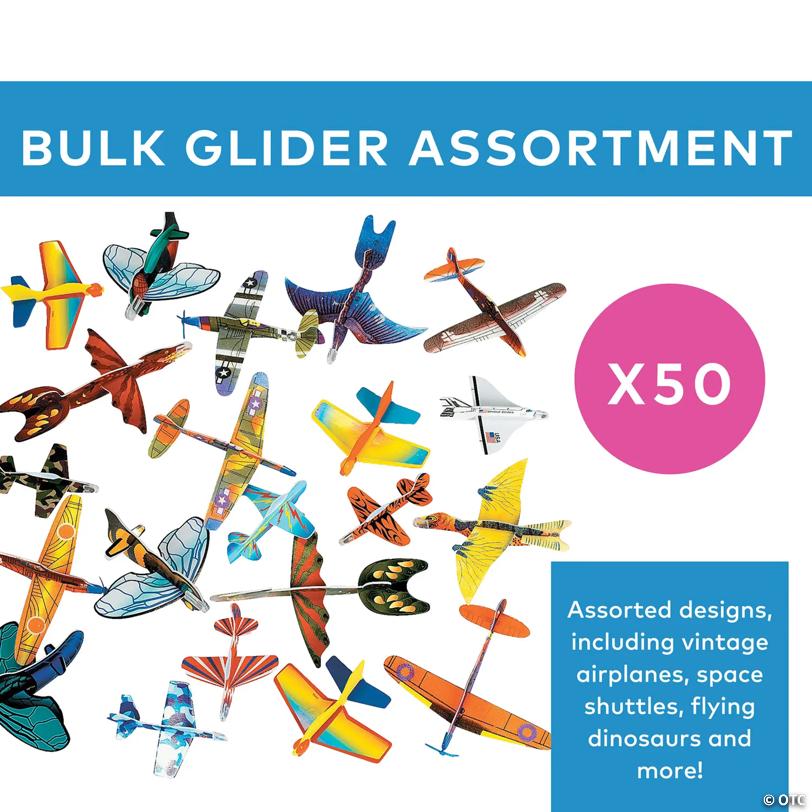 5" - 9" Bulk 48 Pc. Bright Colors & Patterns Glider Assortment