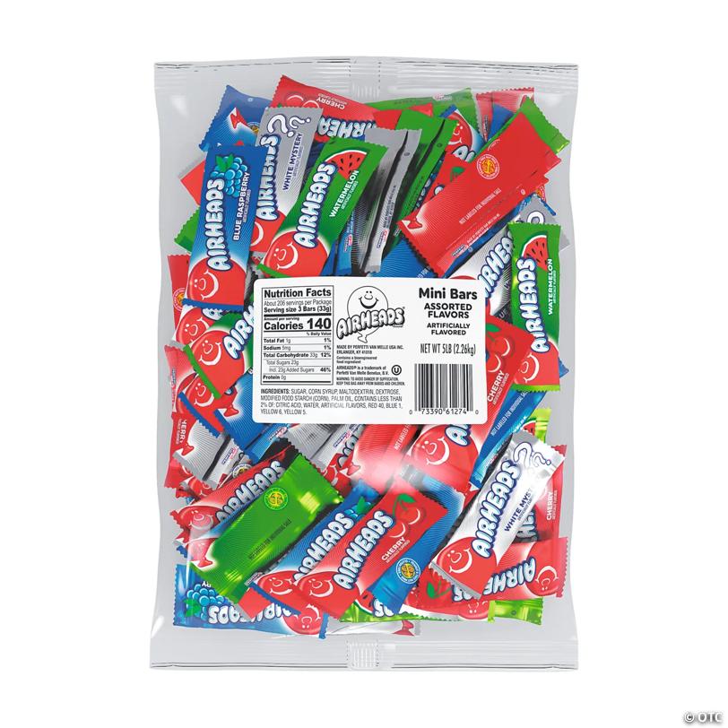 5 lbs. Bulk 208 Pc. Airheads Fruit-Flavored Mini Candy Bars