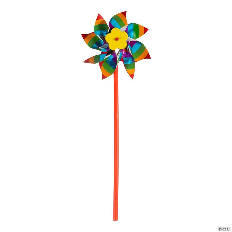 5" x 14" Rainbow Metallic Plastic Pinwheels - 36 Pc.