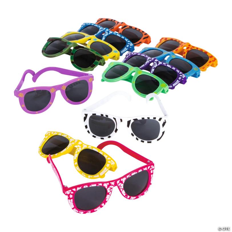 5" x 4 1/2" Mega Bulk 96 Pc. Kids Patterned Plastic Sunglasses Assortment