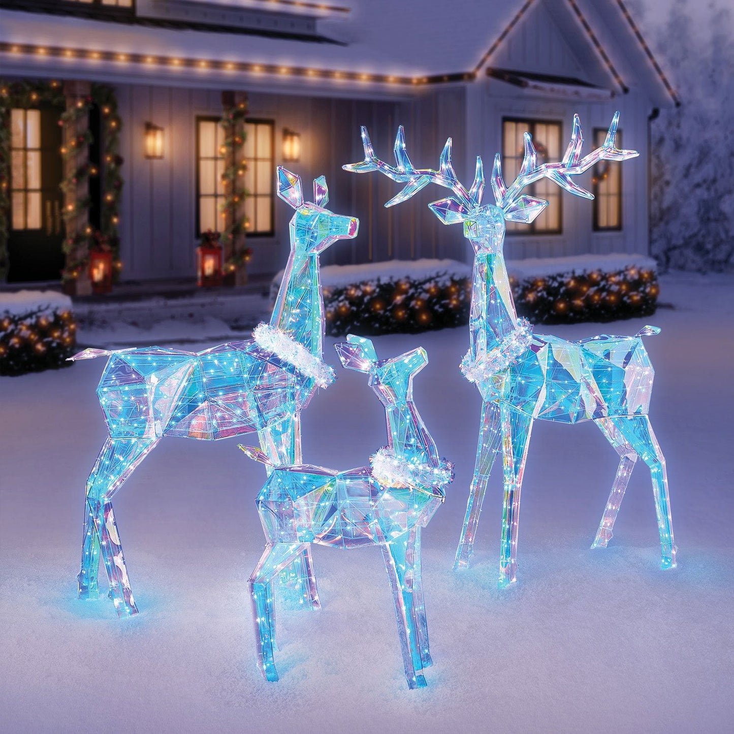 Member's Mark Pre-Lit Prismatic Deer Family, Set of 3 | USA Decoration®