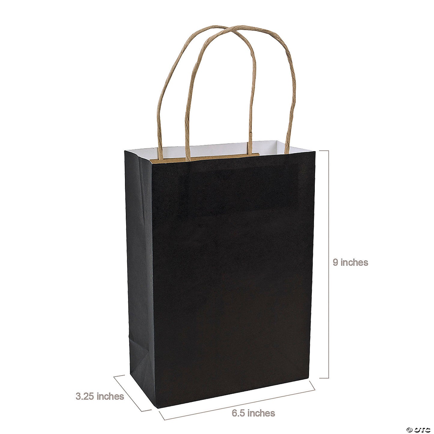 6 1/2" x 9" Medium Black Kraft Paper Gift Bags - 12 Pc. | USA Decoration®