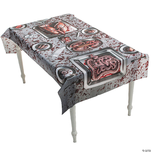 6 Ft. 6 3/4" Bloody Body Parts Tablecloth Halloween Decoration | USA Decoration®