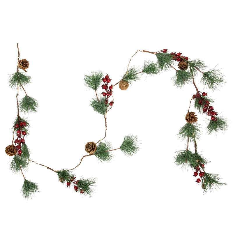 Real Touch Artificial Norfolk Pine Christmas Garland framing a front door