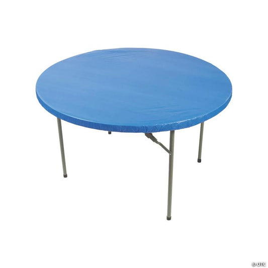 60" diam. Fitted Round Disposable Plastic Tablecloth