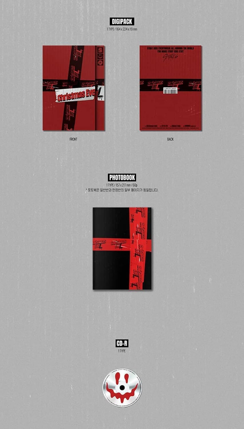 Stray Kids Christmas Evel Holiday Special Single ALBUM Normal Version ALBUM + Glitter Photocard + Sticker + Photocard Set