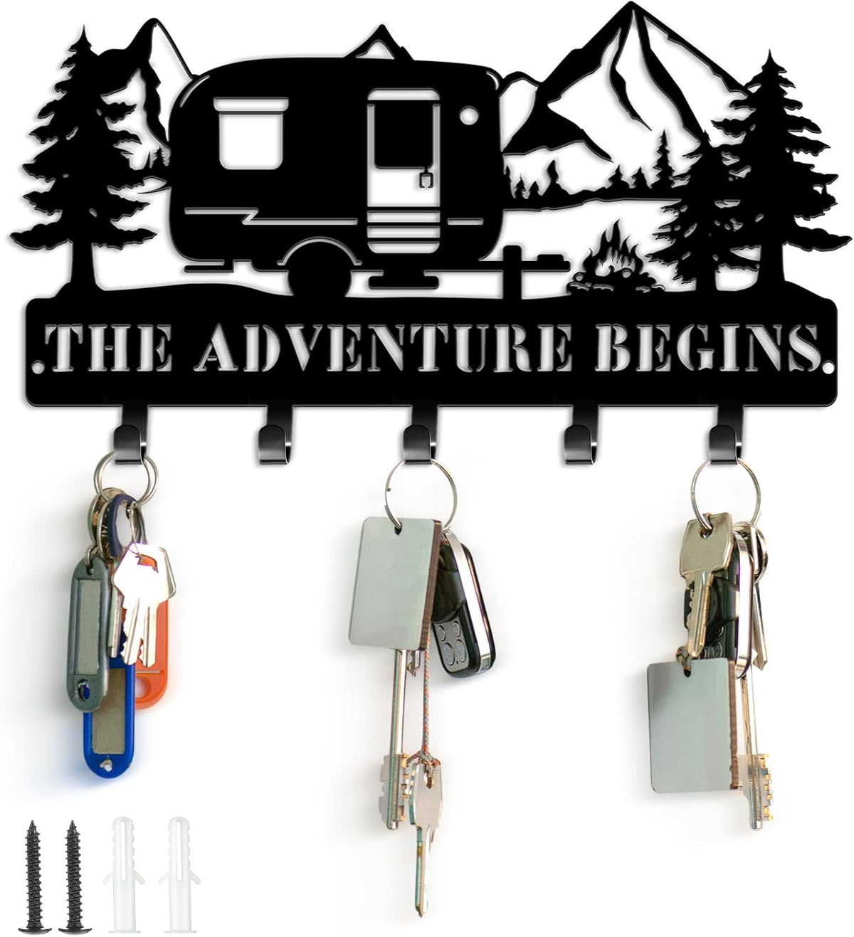 Maitys Keyholder Wall Decorative Metal Camper Key Rack Hanger with Hooks