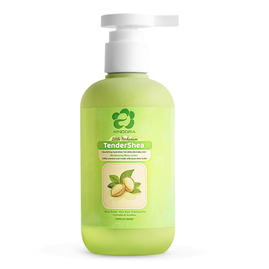 KINDORA Baby Lotion for Newborn Plant-Based, Vegan Moisturizer with Shea Butter, Aloe Vera & Calming Oils, Hypoallergenic & Organic Baby Lotion for Sensitive Skin, 6.76 fl oz