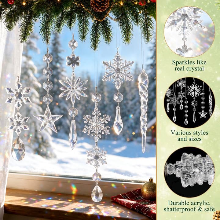 Crystal Ornaments for Christmas Tree Winter Wonderland Decorations