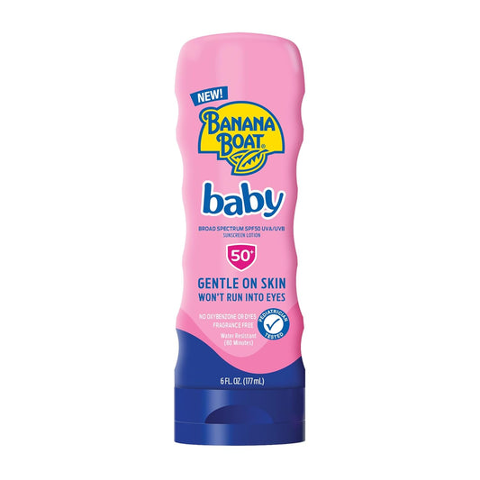 Banana Boat Baby Sunscreen Lotion SPF 50 Fragrance-Free, Gentle & Water-Resistant 6 oz