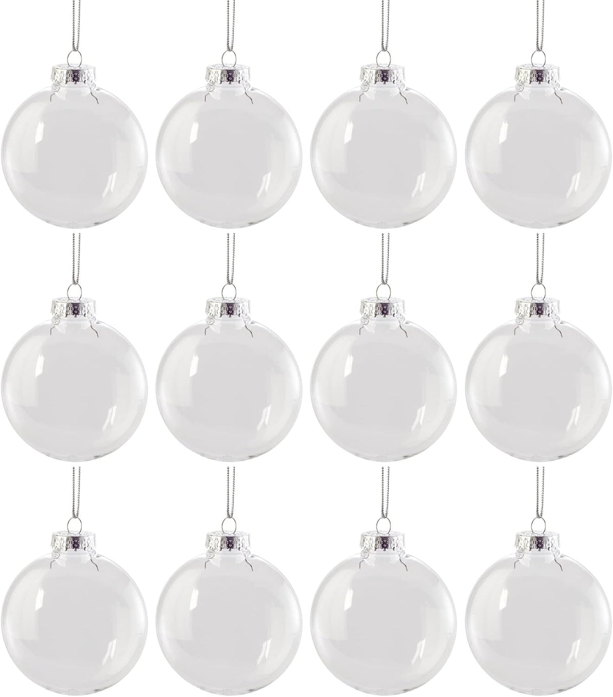 Creative Hobbies Clear Plastic Fillable Christmas Ornament Discs 100mm (3.94") - Great for Crafts, Holidays and Weddings | Pack of 12