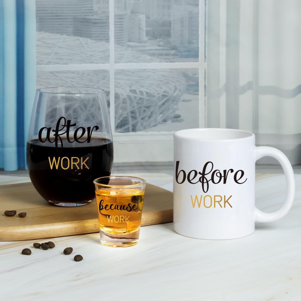 Before Work After Work Because Work Cup Drinkware Gift Set for Men Women