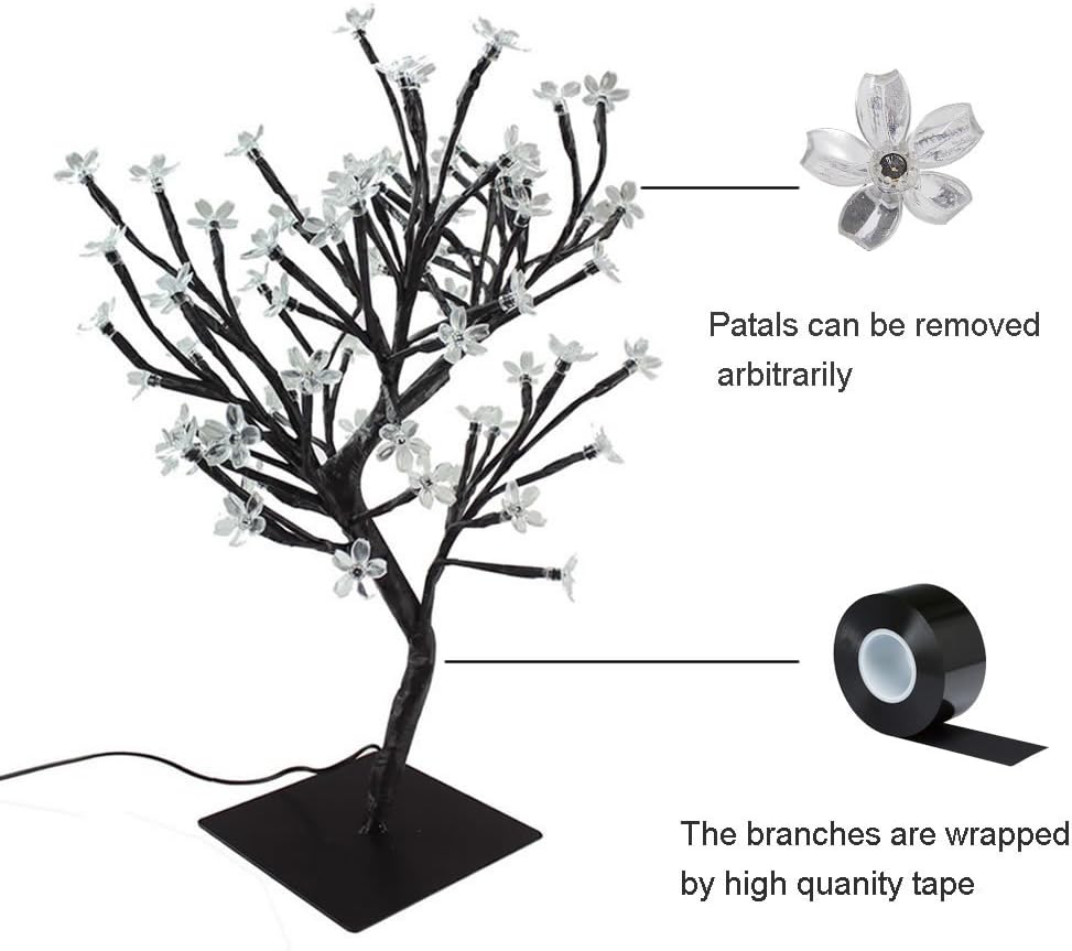 23inch 90 LEDs Cherry Blossom Tree Lights Desk Top Bonsai Tree Lamp