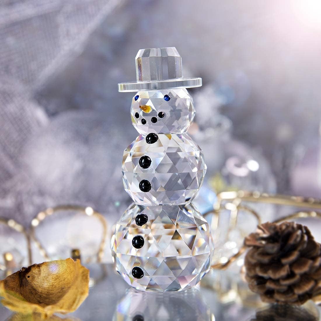 4.4" Crystal Snowman Figurines Collectibles with Hat