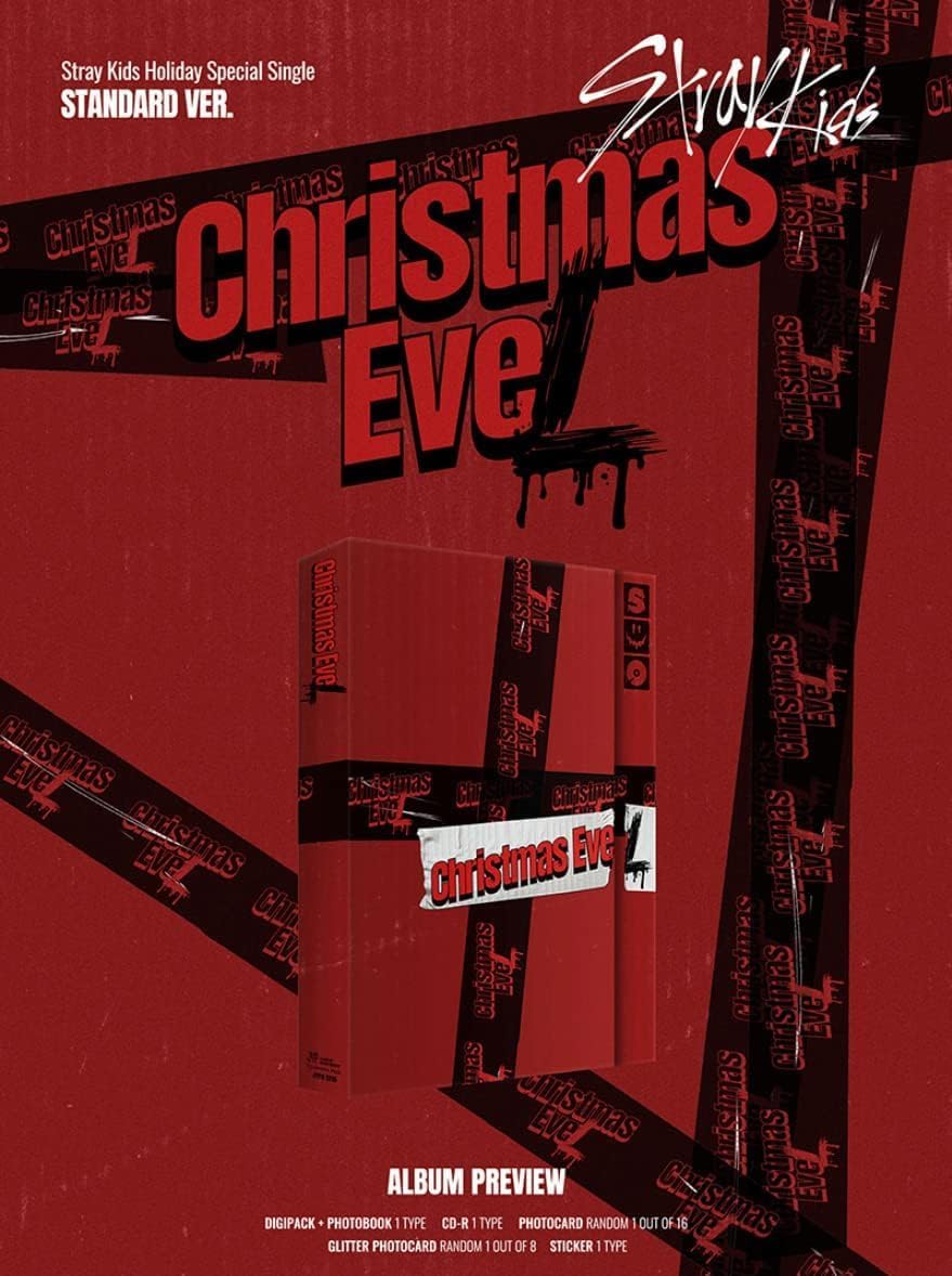 Stray Kids Christmas Evel Holiday Special Single ALBUM Normal Version ALBUM + Glitter Photocard + Sticker + Photocard Set