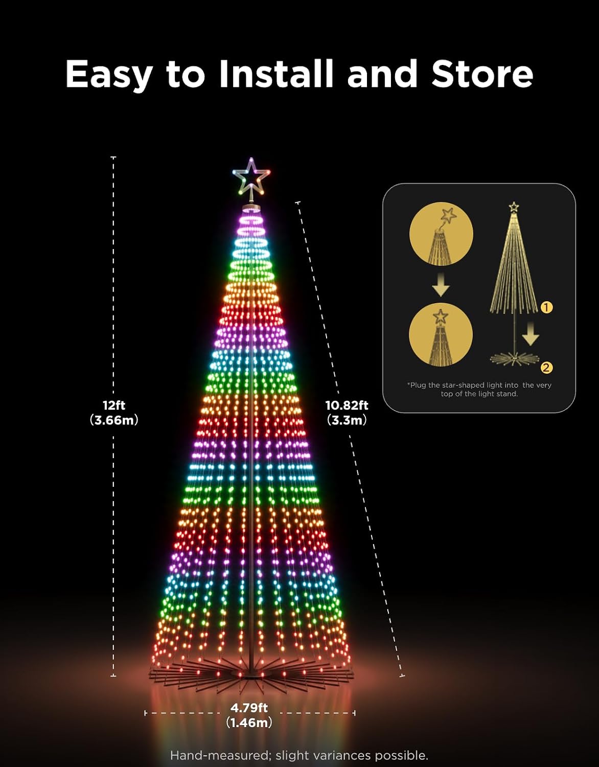 Govee Christmas Cone Tree Lights, 12ft 1210 LEDs RGBIC Christmas Tree Light