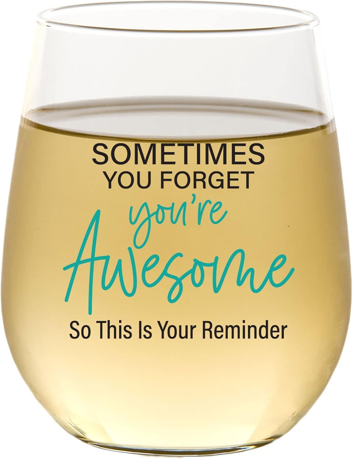 Funny Wine Glass for Women, Men, Girlfriend, Sister, BFF, Mom, Coworker | Funny Christmas Birthday Drinking Cup for Best Friend, Friendship Presents | You're Awesome | 15 oz Stemless Wine Glass