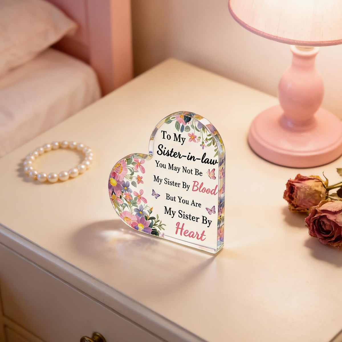 Sister In Law Birthday Gifts from Sister Brother Acrylic Heart Decoration