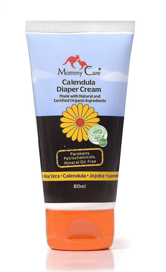Mommy Care Organic Baby Diaper Rash Cream Natural Calendula, Gentle & Soothing Barrier Paste (80 ml / 2.7 fl oz)