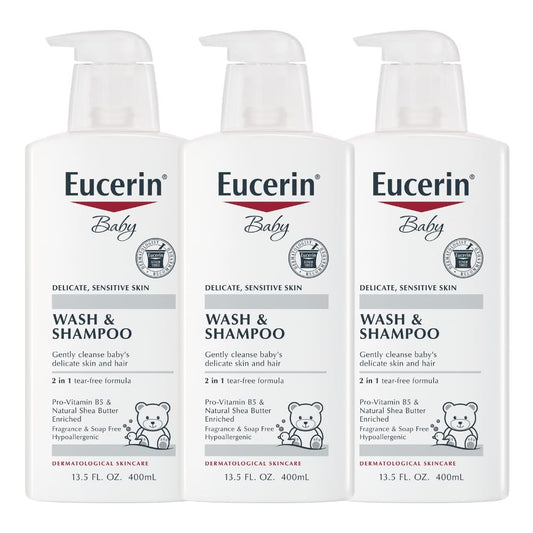 Eucerin Baby Shampoo & Body Wash – Unscented 13.5oz Pack