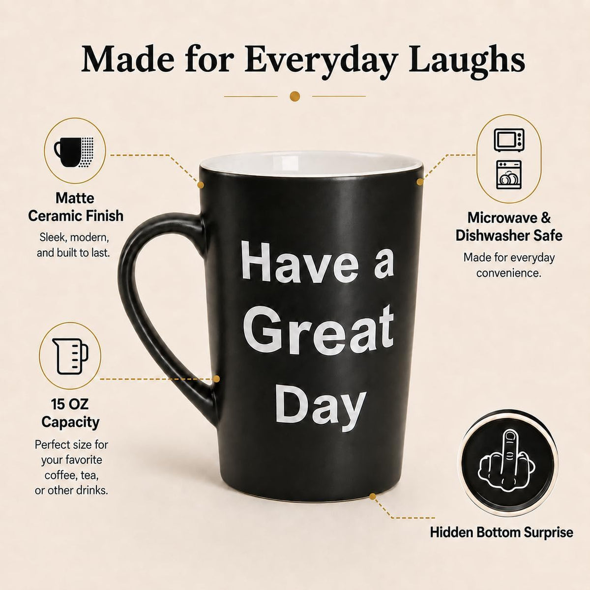 MAUAG Funny Gifts Coffee Mug, Christmas Ceramic Cup Gag Gift, 15 Oz