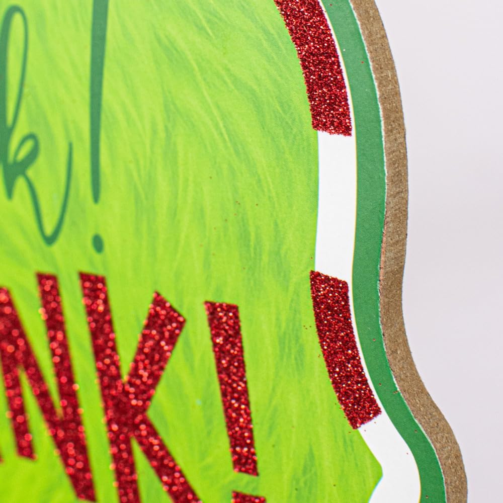 Craig Bachman Stink Stank Stunk 10.5" Wooden Sign/Door Hanger For Christmas Wreath Accents, Crafts, and Wall Decorations - Lime Green, Red, White