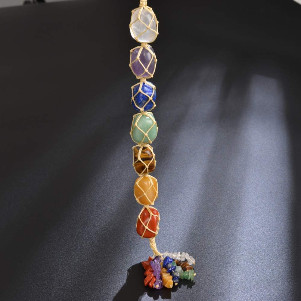 7 Chakra Healing Crystals Good Luck Indoor Home Wall Decoration Car Hanging Ornament Feng Shui Ornament Car Window Decoration Christmas Trees Ornament