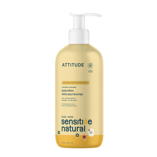 ATTITUDE Baby Body Lotion EWG Verified Plant & Mineral-Based Vegan Unscented Sensitive Skin (16 Fl Oz)