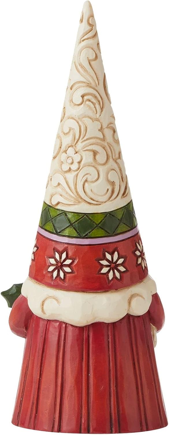 Enesco Jim Shore Heartwood Creek Christmas Gnome Holding Holly Sprig of Spirit Figurine, 6.3 Inch, Multicolor, Red