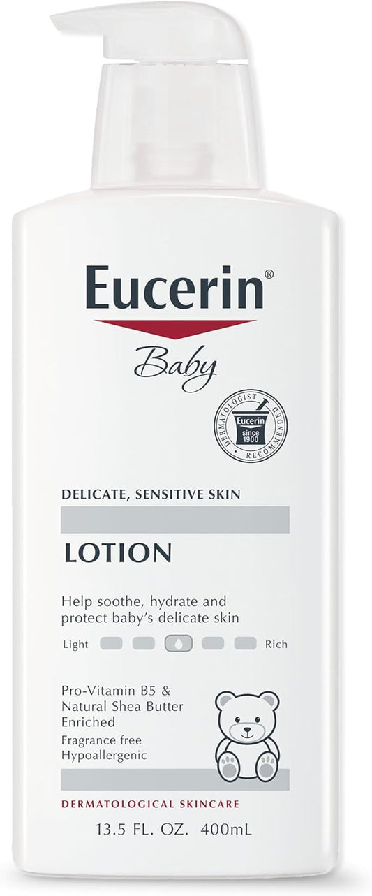Eucerin Baby Body Lotion, Fragrance-Free, Hypoallergenic, with Pro-Vitamin B5 & Shea Butter, 13.5 Fl Oz