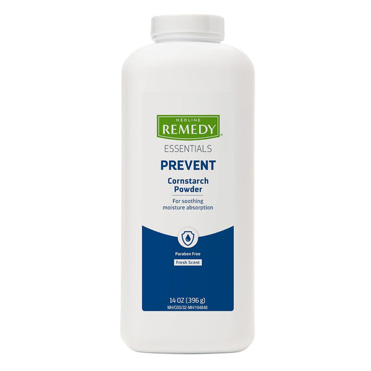 Medline Remedy Essentials Cornstarch Powder Talc-Free, Fresh Scent, 14 oz Shaker Bottle